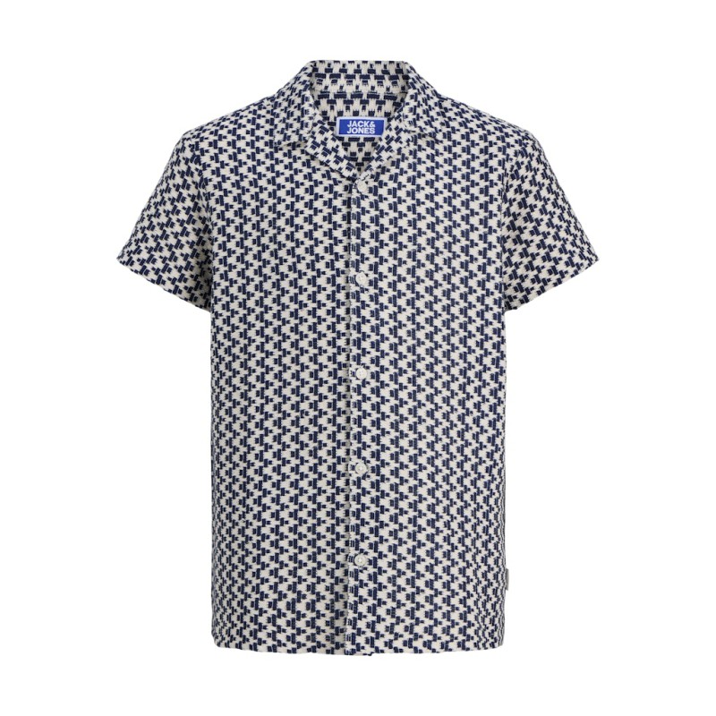JACK & JONES Junior Montauk Crochet S/S Skjorte - Sky Captain