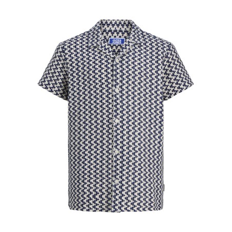 JACK & JONES Junior Montauk Crochet S/S Skjorte - Sky Captain