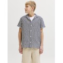 JACK & JONES Junior Montauk Crochet S/S Skjorte - Sky Captain