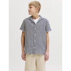 JACK & JONES Junior Montauk Crochet S/S Skjorte - Sky Captain