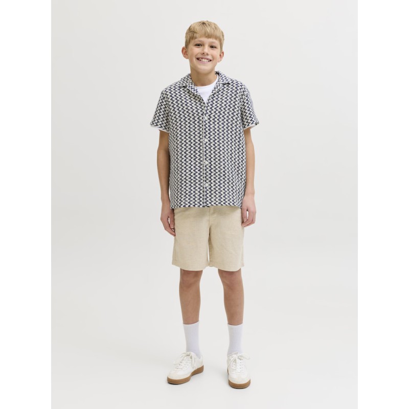 JACK & JONES Junior Montauk Crochet S/S Skjorte - Sky Captain