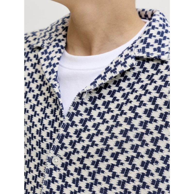 JACK & JONES Junior Montauk Crochet S/S Skjorte - Sky Captain