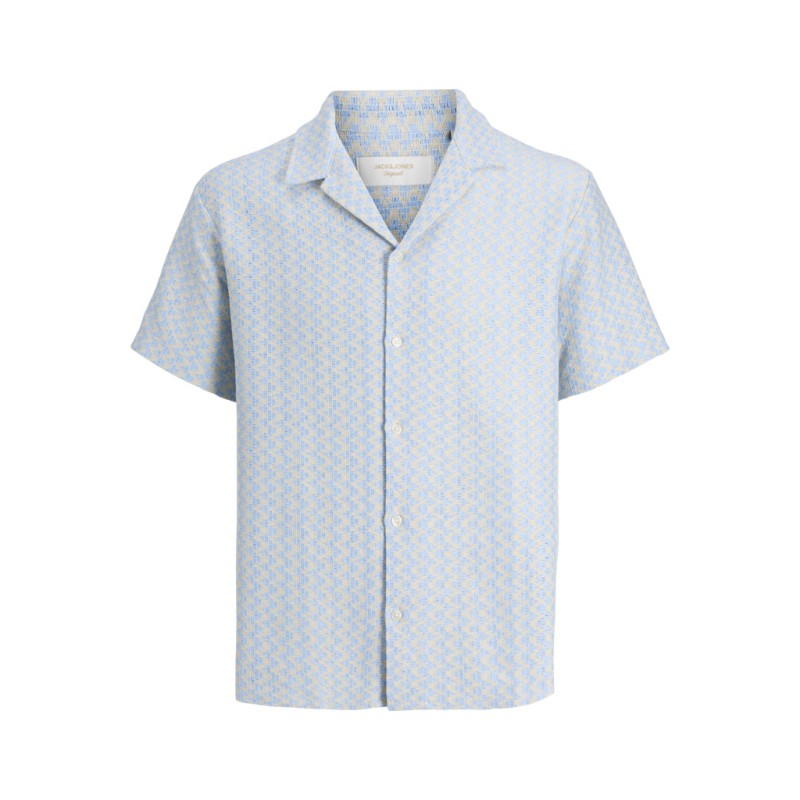 JACK & JONES Junior Montauk Crochet S/S Skjorte - Cashmere Blue
