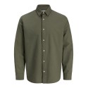 JACK & JONES Junior Breeze Hør Blend L/S Skjorte - Dusty Olive