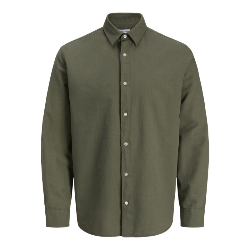 JACK & JONES Junior Breeze Hør Blend L/S Skjorte - Dusty Olive