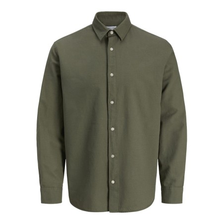 JACK & JONES Junior Breeze Hør Blend L/S Skjorte - Dusty Olive