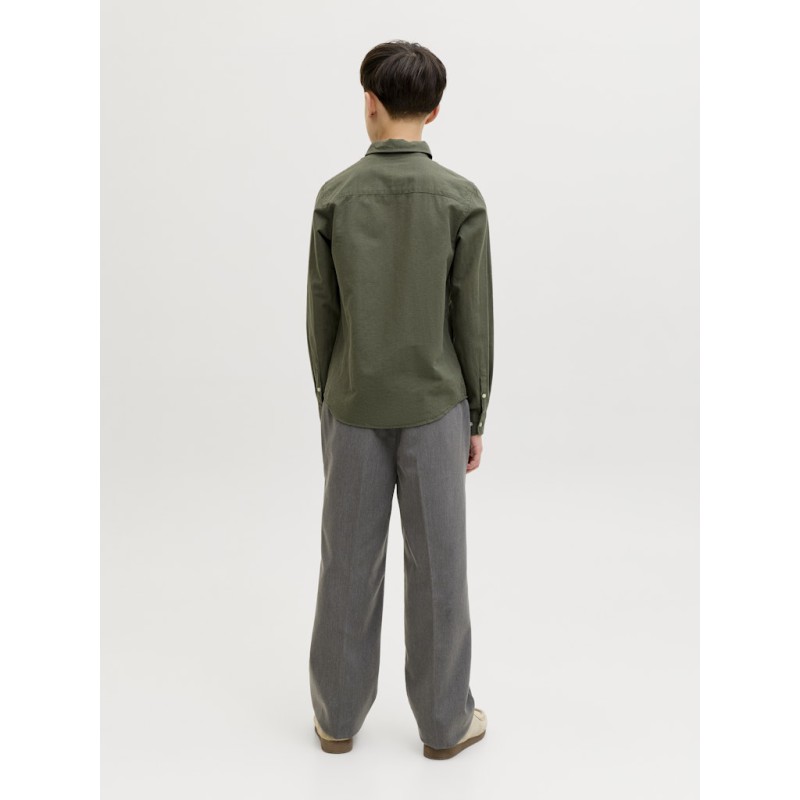 JACK & JONES Junior Breeze Hør Blend L/S Skjorte - Dusty Olive