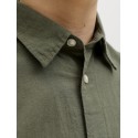 JACK & JONES Junior Breeze Hør Blend L/S Skjorte - Dusty Olive