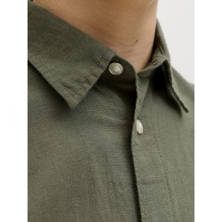 JACK & JONES Junior Breeze Hør Blend L/S Skjorte - Dusty Olive