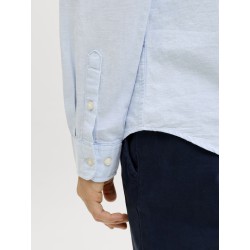 JACK & JONES Junior Breeze Hør Blend L/S Skjorte - Celestial Blue