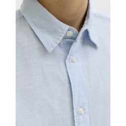 JACK & JONES Junior Breeze Hør Blend L/S Skjorte - Celestial Blue