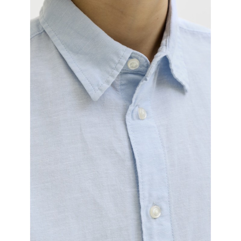 JACK & JONES Junior Breeze Hør Blend L/S Skjorte - Celestial Blue