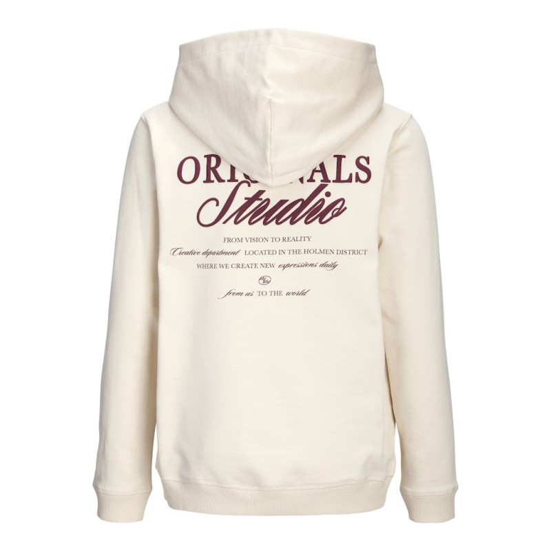 JACK & JONES JUNIOR Norrebro Typo Hoodie - Antique White /Red