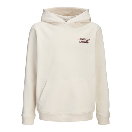 JACK & JONES JUNIOR Norrebro Typo Hoodie - Antique White /Red