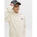 JACK & JONES JUNIOR Norrebro Typo Hoodie - Antique White /Red