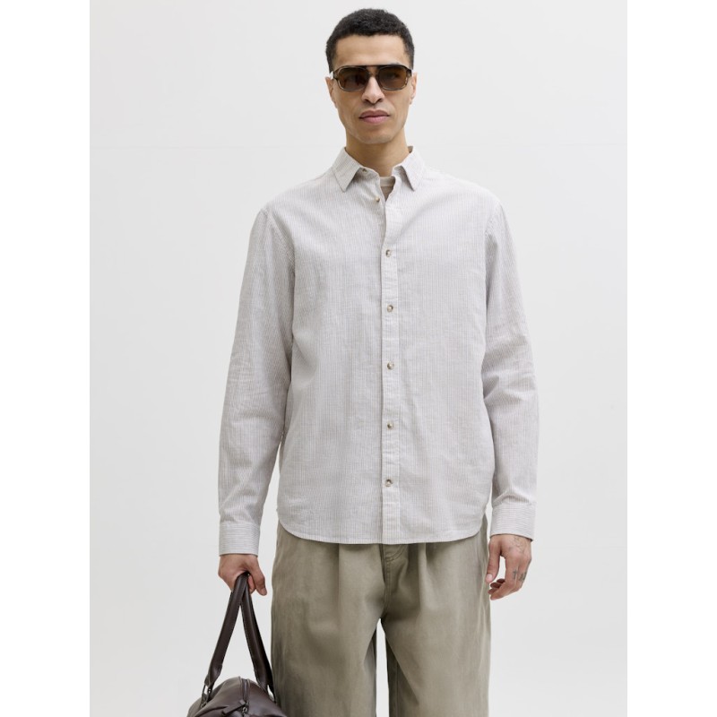 JACK & JONES Summer Hør L/S Skjorte - Crockery