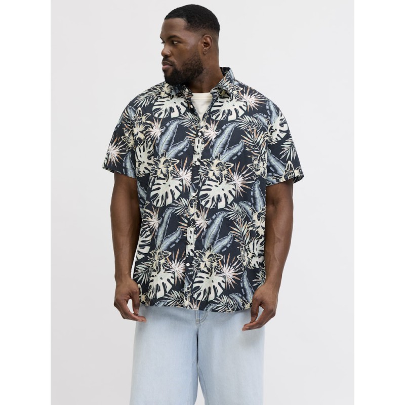 JACK & JONES Plus Honolulu S/S Skjorte - Sort
