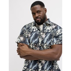 JACK & JONES Plus Honolulu S/S Skjorte - Sort