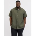 JACK & JONES Plus Breeze Hør Kortærmet Skjorte - Dusty Olive