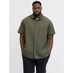 JACK & JONES Plus Breeze Hør S/S Skjorte - Dusty Olive