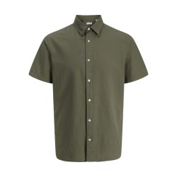 JACK & JONES Plus Breeze Hør Kortærmet Skjorte - Dusty Olive