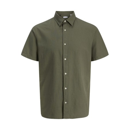 JACK & JONES Plus Breeze Hør Kortærmet Skjorte - Dusty Olive