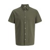 JACK & JONES Plus Breeze Hør S/S Skjorte - Dusty Olive