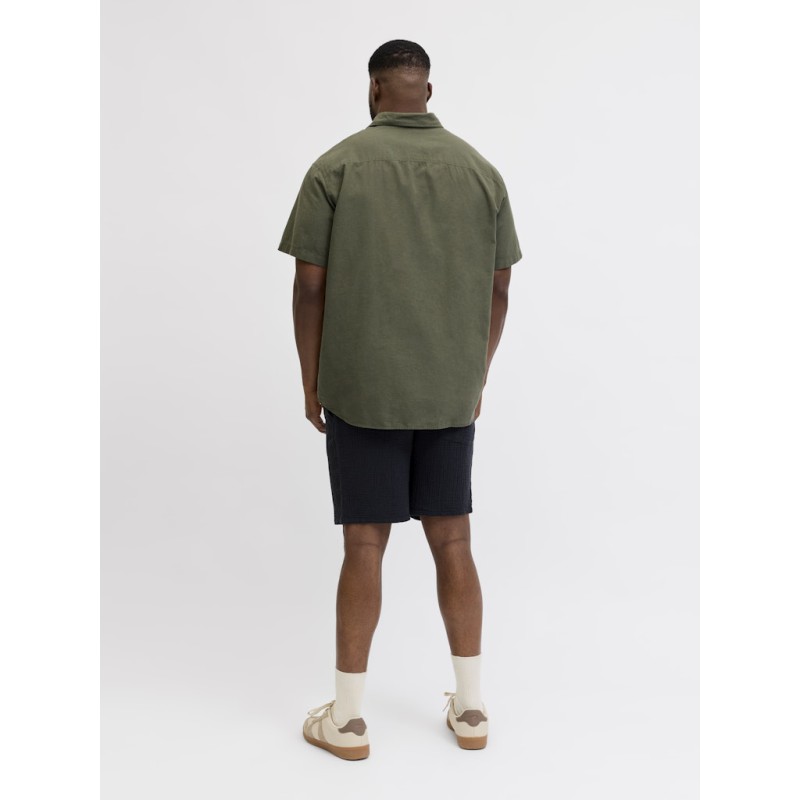 JACK & JONES Plus Breeze Hør Kortærmet Skjorte - Dusty Olive