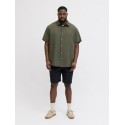 JACK & JONES Plus Breeze Hør Kortærmet Skjorte - Dusty Olive