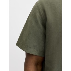 JACK & JONES Plus Breeze Hør Kortærmet Skjorte - Dusty Olive