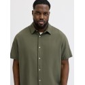 JACK & JONES Plus Breeze Hør Kortærmet Skjorte - Dusty Olive