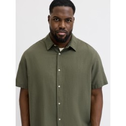 JACK & JONES Plus Breeze Hør Kortærmet Skjorte - Dusty Olive