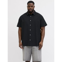 JACK & JONES Plus Breeze Hør kortærmet Skjorte - Sort
