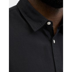 JACK & JONES Plus Breeze Hør S/S Skjorte - Sort