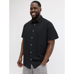 JACK & JONES Plus Breeze Hør S/S Skjorte - Sort