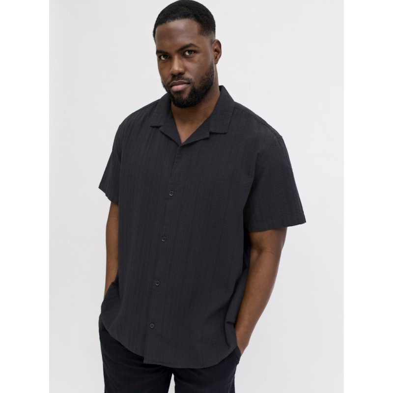 JACK & JONES Plus Tyson Resort S/S Skjorte - Sort