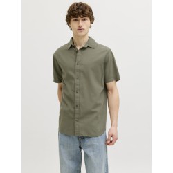 JACK & JONES Summer Hør S/S Skjorte - Dusty Olive