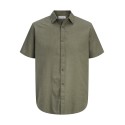 JACK & JONES Sommer Hør S/S Skjorte - Dusty Olive