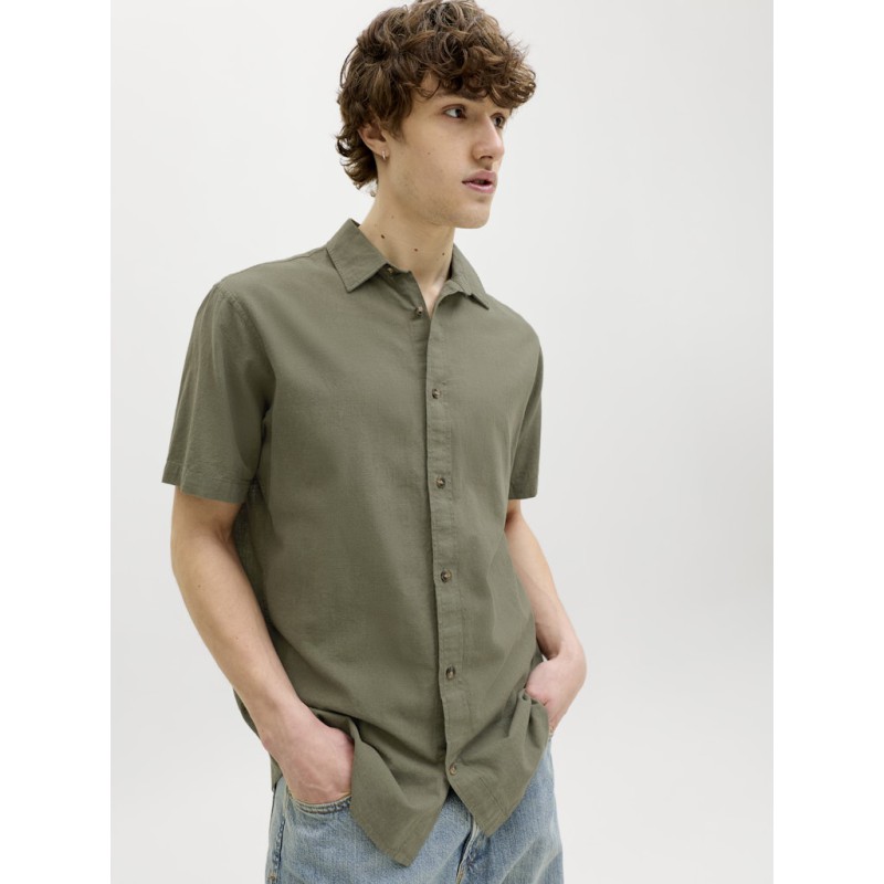 JACK & JONES Summer Hør S/S Skjorte - Dusty Olive