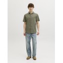 JACK & JONES Sommer Hør S/S Skjorte - Dusty Olive
