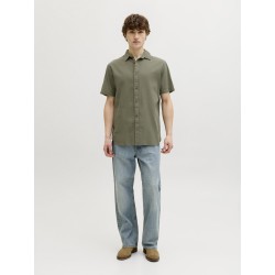 JACK & JONES Summer Hør S/S Skjorte - Dusty Olive