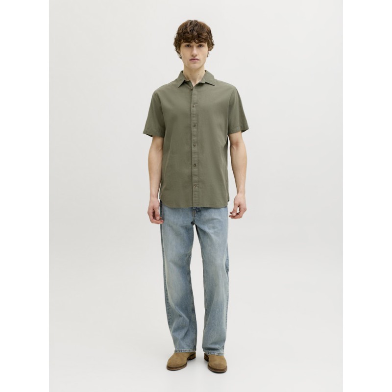JACK & JONES Summer Hør S/S Skjorte - Dusty Olive