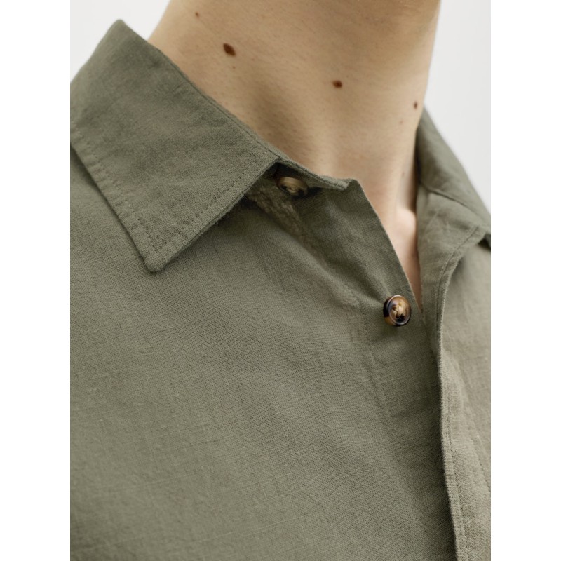 JACK & JONES Summer Hør S/S Skjorte - Dusty Olive
