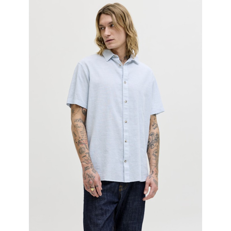 JACK & JONES Sommer Hør S/S Skjorte - Celestial Blue