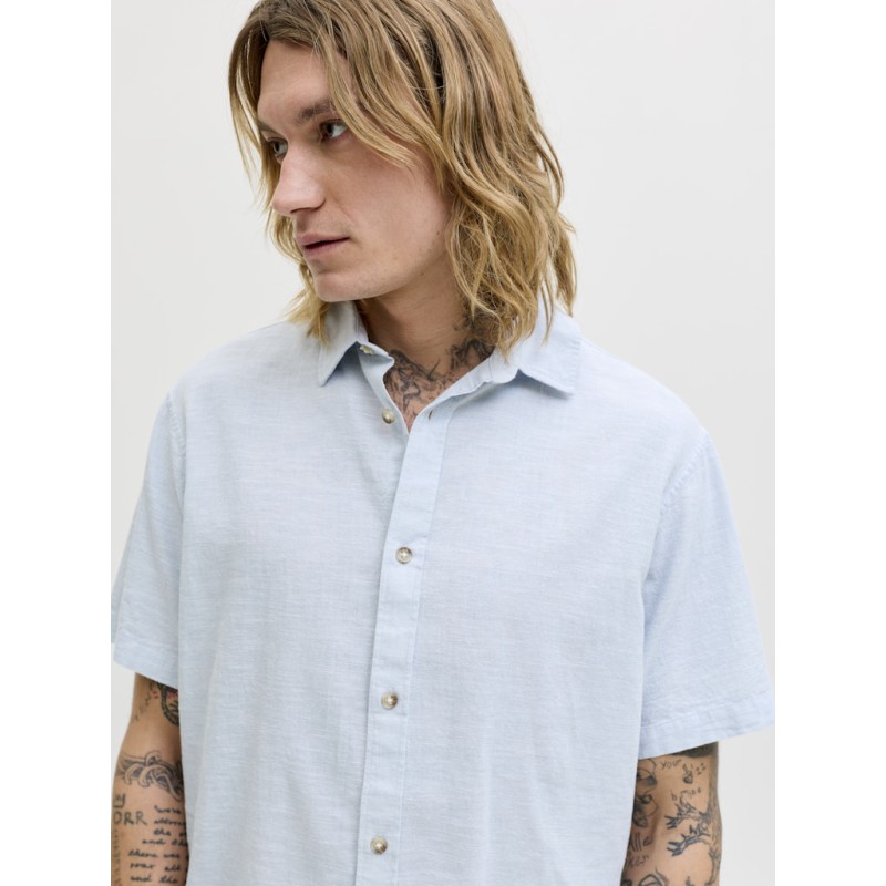 JACK & JONES Summer Hør S/S Skjorte - Celestial Blue