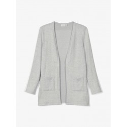 NAME IT Kids Victi langærmet strik cardigan - Light Grey Melange