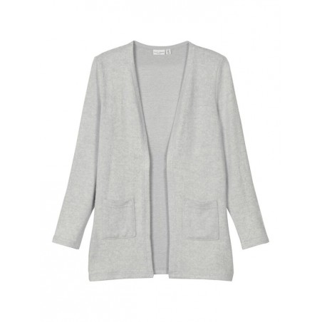 NAME IT Kids Victi langærmet strik cardigan - Light Grey Melange