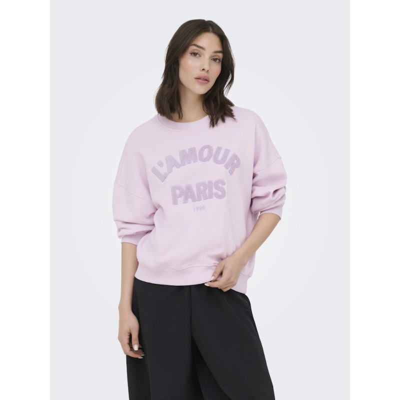 JDY Mesa L/S Broderi Sweatshirt - Chalk Pink