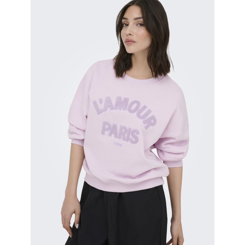 JDY Mesa L/S Broderi Sweatshirt - Chalk Pink