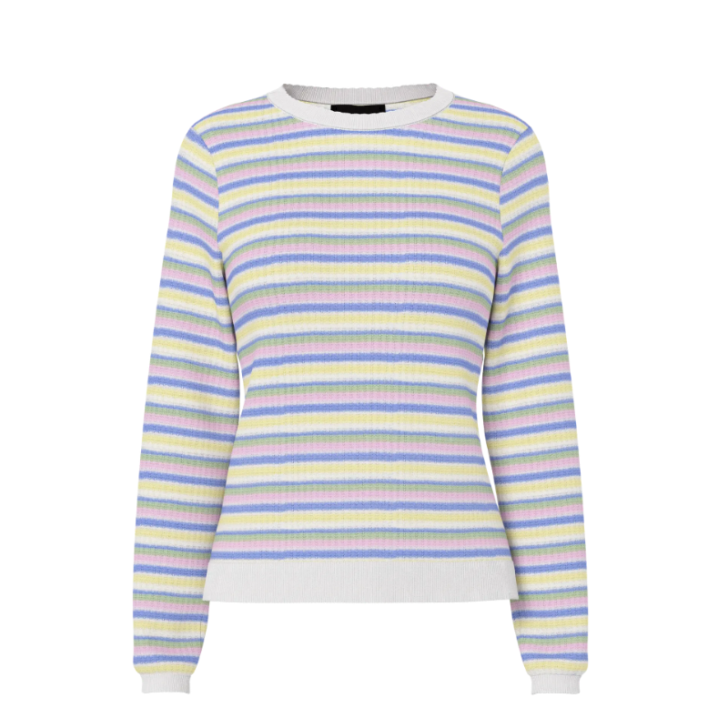 PIECES Diana Rund Hals Striktrøje- Stribet